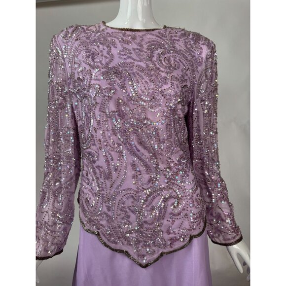 Night Vogue Lavender Beaded Two-Piece Set XL / L 100% Polyester Womens Blemishes - Picture 2 of 16